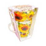 Кружка и салатник стекл НАБОР Ланч (0,250мл/0,25мл) Подсолнухи п/уп/1238-Д