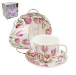 Набор чайный фарфор 4пр (чашка 220мл+блюдце 13см) мет подставка п/уп/C03-522 4M