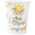 Набор стаканов бумажн 6шт 250мл С Днем Рождение мышонок/530-435