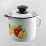 Кружка эмал 1л с крышкой сливной носик (белая/слоновая) КМК/40204-072/4/Л7615 (Б)