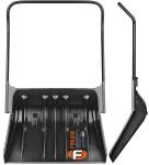 Лопата д/снега движок 83*68*144см на колесиках черная с оц кромкой мет черенком Скрепер/1714