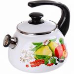 Чайник эмал 2л со свистком деколь сферич белый КМК/43604-102/6-у4б