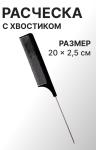 Расческа плоская 20*2,5см мелкие зубья с металл кончиком черная/260586 КРАТНО 12шт