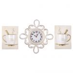 Часы настенные набор ромб д13см 2 чашки корпус белый с золотом Классика/2513+2-103W