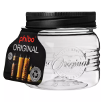 Банка пласт круглая с эмбоссингом Оригинал 0,6л черный Бытпласт/440300213