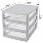 Органайзер пласт формат А4 3 ящика 26*36,8*26,5см светло-серый Бытпласт/433223930