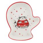 1 НОВОГОДНИЕ КОТЫ Блюдо керам 20*17,5*3см в форме варежки Миллими п/уп ГЦ/820-833