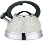 Чайник нерж сталь со свистком 2,5л индукция белый мрамор Катунь/КТ-133С