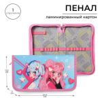 2 Пенал д/девочек Аниме подружки 11,5*20,5см 1 секция/10102824