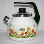 Чайник эмал 3л со свистком Голландский белоснежный стекл крышка Стальэмаль/4с209я