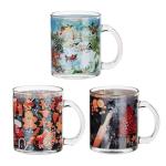 Кружка стекл 0,32л Ассорти новогоднее 3диз ГЦ/820-804