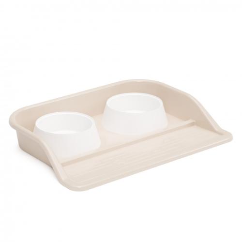 Миска д/животных двойная на подставке 0,3л бежевый Башпласт/М8631																			