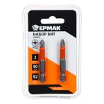 Набор бит д/шуруповерта PZ2 50мм сталь S2 2шт Профи Ермак ГЦ/601-052 КРАТНО 2ШТ