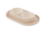 Миска пласт двойная д/домашних животных 2*0,3л ALTA бежевый/М8495