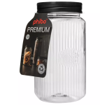 Банка пласт квадратная с рельефом и эмбоссингом PREMIUM 1,3л черный Бытпласт/440200313