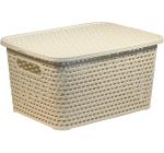 Корзина д/хранения сетчат с кр М-Пл М2375 беж ротанг 37*28*19см/50543