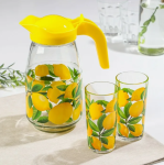 Набор Кувшин стекл 1,5л+стаканы 2шт*250мл Лимоны Декостек/1607/2-Д/Т00021999