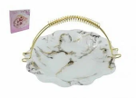 Ваза д/фруктов мрамор с ручкой 25*15,5см/TS0210/2-CC038L