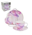 Набор чайный фарфор 4пр (чашка 220мл+блюдце 13см) мет подставка п/уп/C03-443 4M