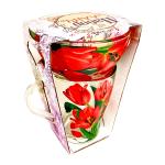 Кружка и салатник стекл НАБОР Ланч (0,250мл/0,25мл) Тюльпаны п/уп/1238-Д