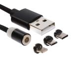 Кабель 3в1 MX-CB37 micro USB/Lightning/Type-C 2.4 А 1.0м магнитный черный/10837099