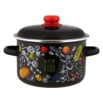 ЗДОРОВОЕ ПИТАНИЕ Кастрюля эмал 2л цилиндр черн ПЛТ/1RD161M