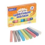 Мелки школьные цветные квадратные 9шт микс/3543404 МИН 10ШТ