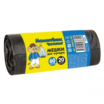 Мешки д/мусора Мамонтенок чистолюб 60л*20шт 5мкм ПНД Мультипласт/MPM6702