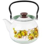 Чайник эмал 3л сферич деколь белый КМК/42104-122/6-у4б