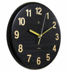 Часы настенные круг д27см Текстура дерева метал черные/2626-004