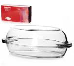 Утятница д/СВЧ стекл овал 1,7л стекл крышка 2л 33,5*19*12см Borcam/59062
